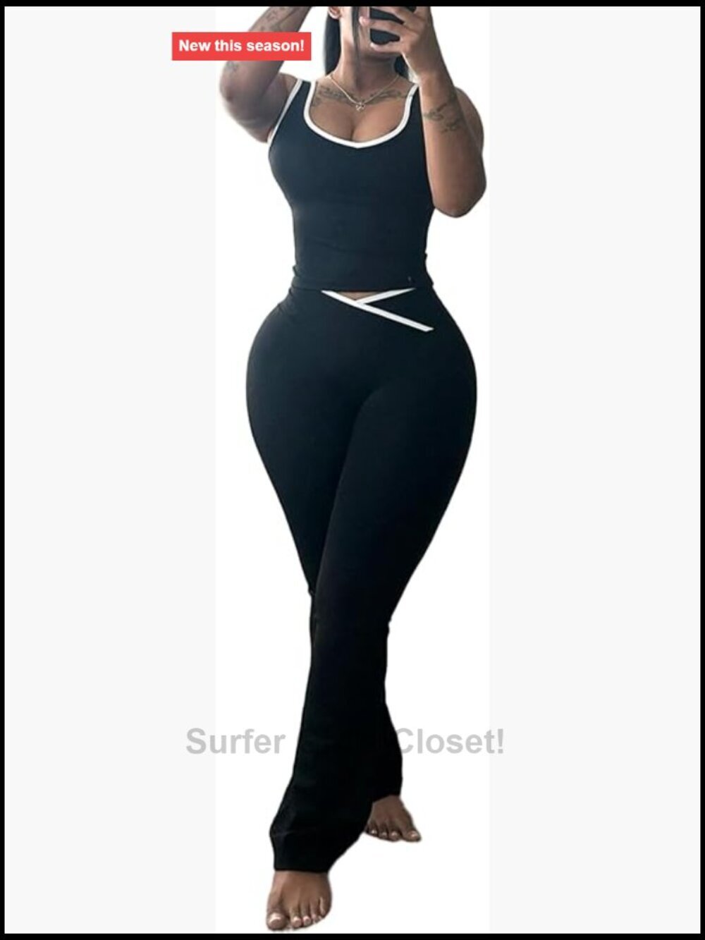 Backless Crop Tank & Flare Pants Lounge Set Women's 2 Piece